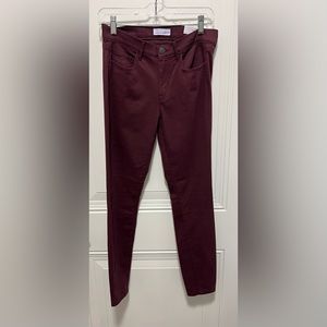 LOFT Cozy Denim Leggings in Burgundy, Size 2, NWT